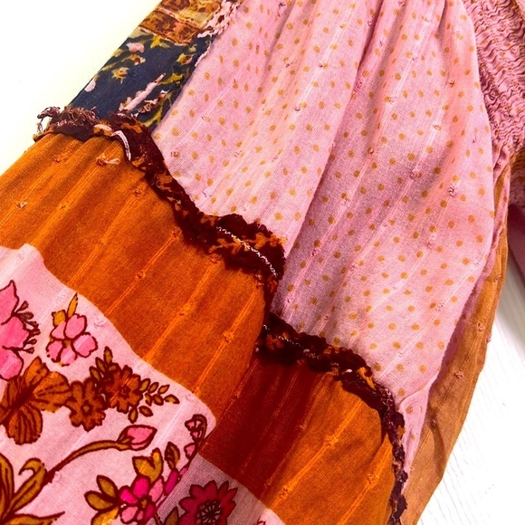 Free People - Light Magic Boho Pink Vintage Button  Henley Blouse Size Medium - Picture 6 of 14